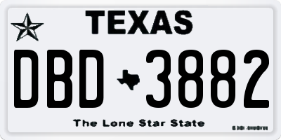 TX license plate DBD3882