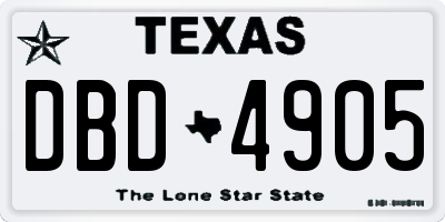 TX license plate DBD4905