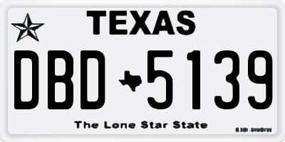 TX license plate DBD5139