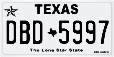 TX license plate DBD5997