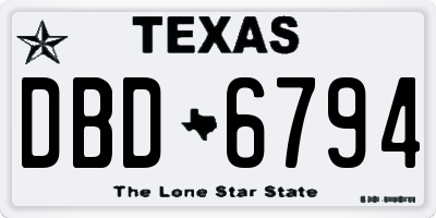 TX license plate DBD6794