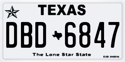 TX license plate DBD6847