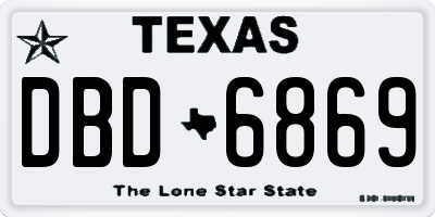 TX license plate DBD6869