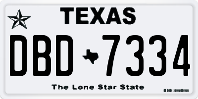 TX license plate DBD7334