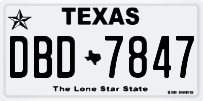 TX license plate DBD7847