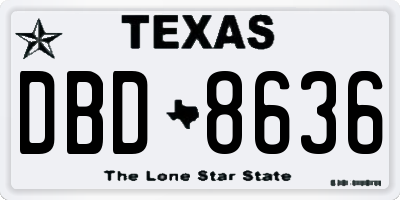 TX license plate DBD8636
