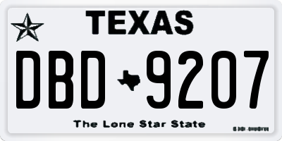 TX license plate DBD9207