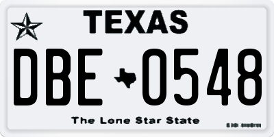 TX license plate DBE0548