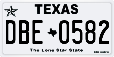 TX license plate DBE0582