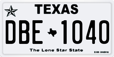 TX license plate DBE1040