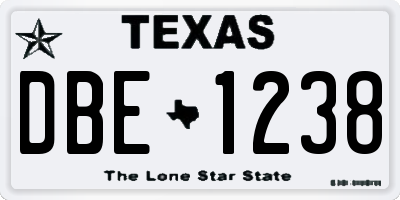 TX license plate DBE1238