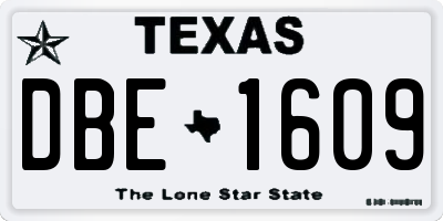 TX license plate DBE1609