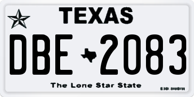 TX license plate DBE2083