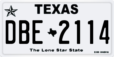 TX license plate DBE2114