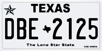 TX license plate DBE2125