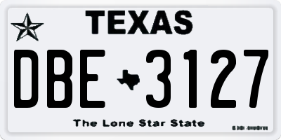 TX license plate DBE3127