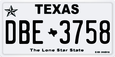 TX license plate DBE3758