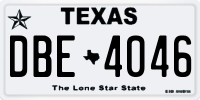 TX license plate DBE4046