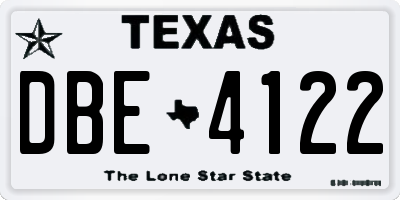 TX license plate DBE4122