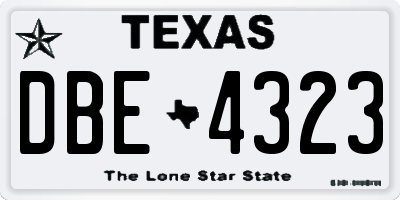 TX license plate DBE4323