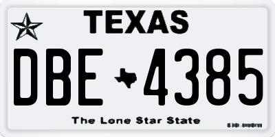 TX license plate DBE4385
