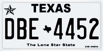 TX license plate DBE4452