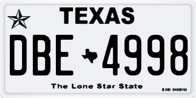TX license plate DBE4998