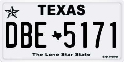 TX license plate DBE5171