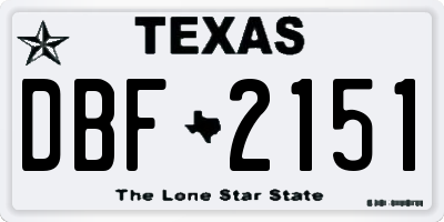 TX license plate DBF2151