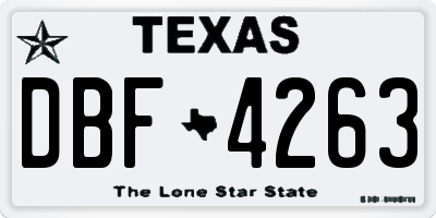 TX license plate DBF4263