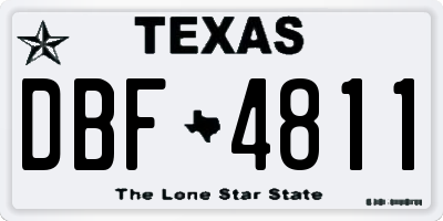 TX license plate DBF4811