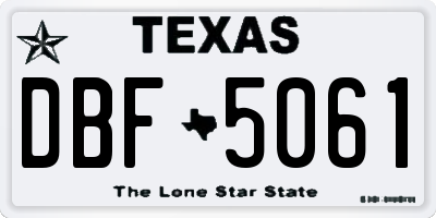 TX license plate DBF5061