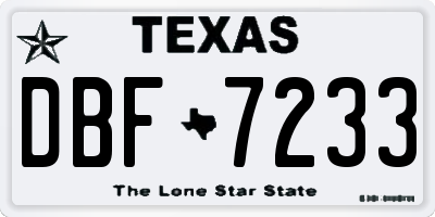 TX license plate DBF7233