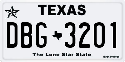 TX license plate DBG3201