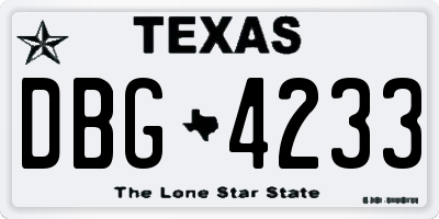 TX license plate DBG4233