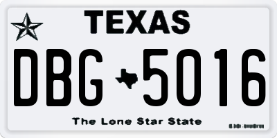 TX license plate DBG5016