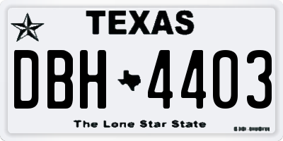 TX license plate DBH4403