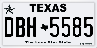 TX license plate DBH5585