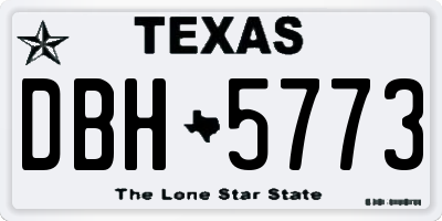 TX license plate DBH5773