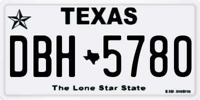 TX license plate DBH5780