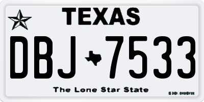 TX license plate DBJ7533