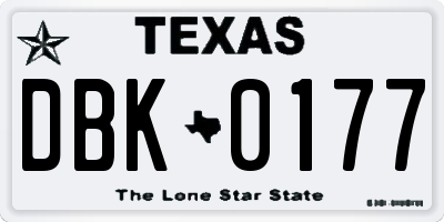 TX license plate DBK0177