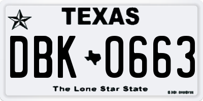 TX license plate DBK0663
