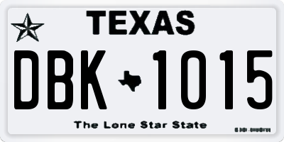TX license plate DBK1015