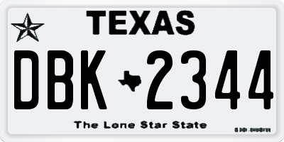 TX license plate DBK2344