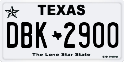 TX license plate DBK2900
