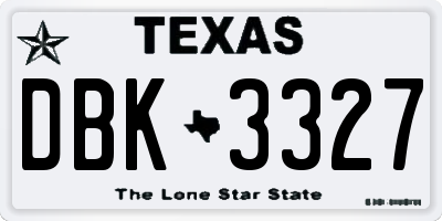 TX license plate DBK3327