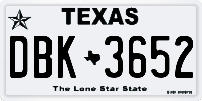 TX license plate DBK3652