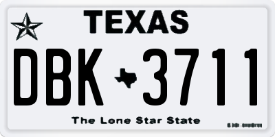 TX license plate DBK3711