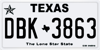 TX license plate DBK3863